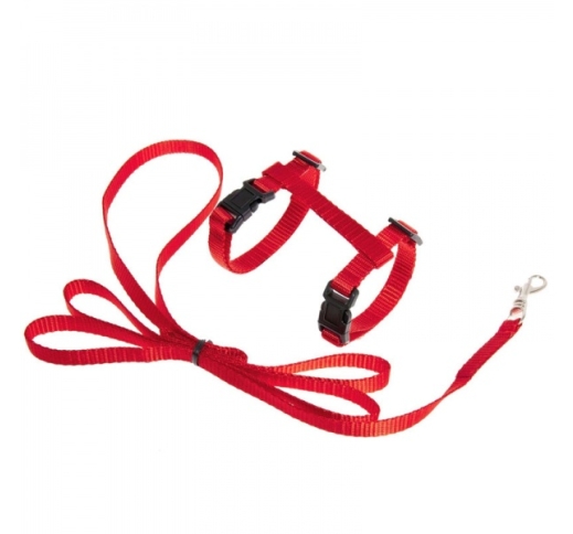 Cat Harness Red with Leash 110cm
