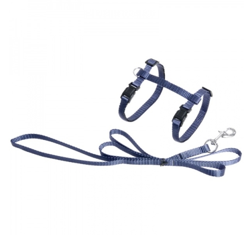 Cat Harness Grey-Blue with leash 110cm