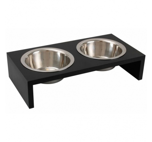 Double Feeding Bowl Kobushi Twin Black 2x650ml