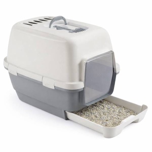 Stefanplast Кошачий туалет "Cathy Clever&Smart" с фильтром Белый/ серый