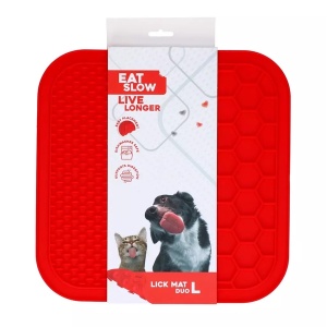 Eat Slow Live Longer Лизательная коврик для собак L 30x30 см, красный