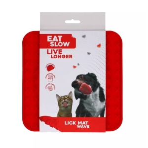 Eat Slow Live Longer Lakkumismatt Koerale M 20x20cm Punane