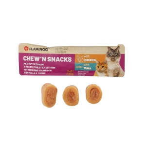 Flamingo Chew’n Snacks Лакомство для кошек с курицей и тунцом 10 г