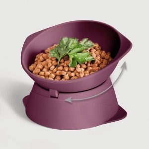 ne&no® Elevated Silicone Cat Bowl + Adjustable Tilt, Ruby