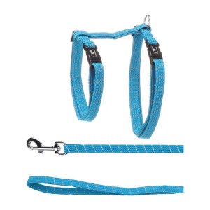 Flamingo Reflective Cat Harness 22–32 cm + Leash 110 cm, Blue