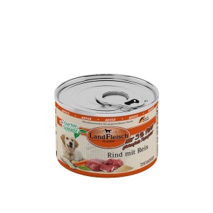 Landfleisch Classic Konservi suņiem ar liellopu gaļu un rīsiem (ar samazinātu tauku saturu) 195g