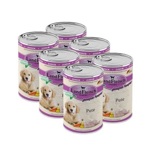 LandfleischClassic Junior консервированный корм для щенков с индейкой, 400г x 6шт