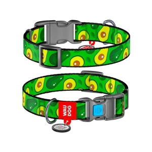 WAUDOG Nylon Dog Collar with QR Passport Avocado, 15 mm x 25–35 cm