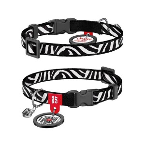 WAUCAT Nailonist Kaelarihm Kassile QR-passiga Zebra, 10mm x 20–30cm