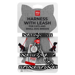 WAUCAT Nailonist Traksid Kassile / Väikesele Koerale Jalutusrihma ja QR-passiga Zebra, 10 mm