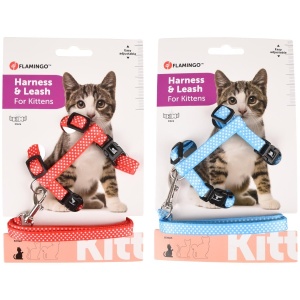 Flamingo Kitten Harness Aiwa + Leash