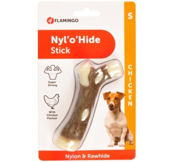 Nylon & Rawhide Stick (Chicken Flavour) 12cm