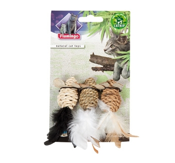 Natural Cat Toy with Feathers 3pcs